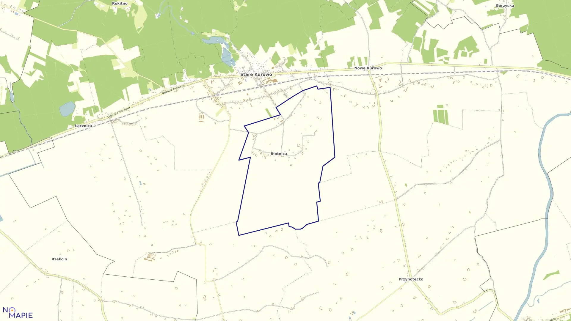 Mapa obrębu BŁOTNICA w gminie Stare Kurowo