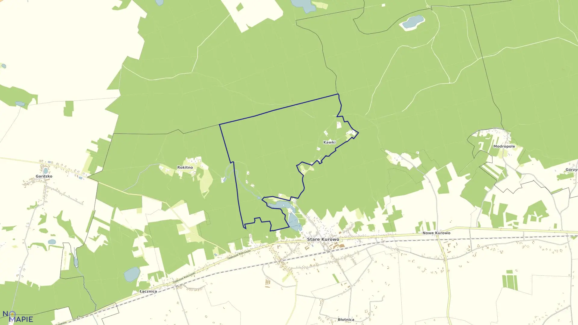 Mapa obrębu KAWKI w gminie Stare Kurowo