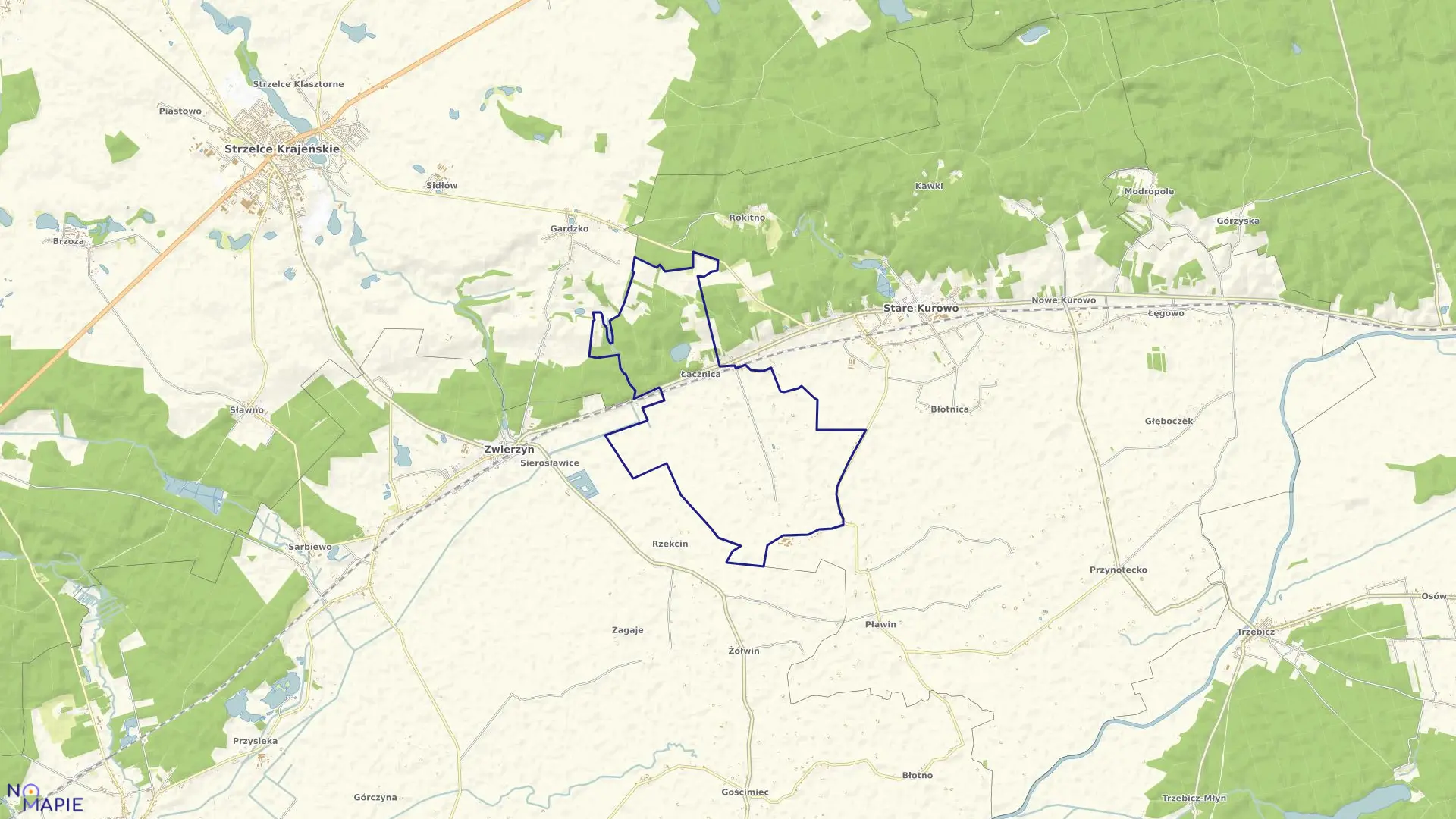 Mapa obrębu ŁĄCZNICA w gminie Stare Kurowo