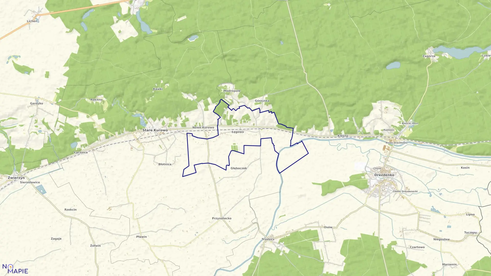 Mapa obrębu ŁĘGOWO w gminie Stare Kurowo