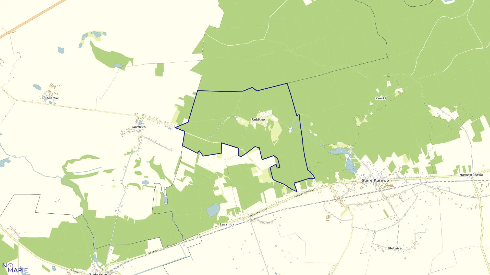 Mapa obrębu ROKITNO w gminie Stare Kurowo